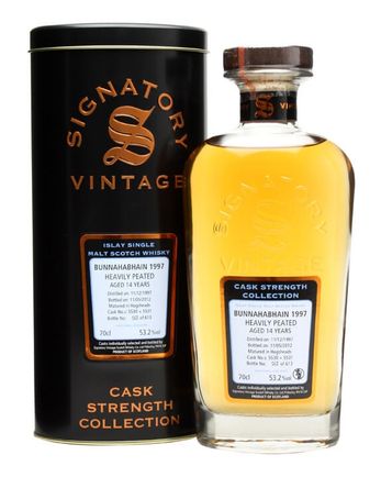 Bunnahabhain 1997 14 年 Peated Cask #5530-5531 Signatory Un-Chillfiltered Collection