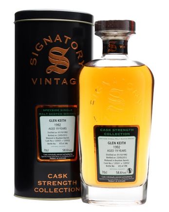 Glen Keith 1992 19 年 Bourbon Barrels #120551+2 Signatory Cask Strength Collection