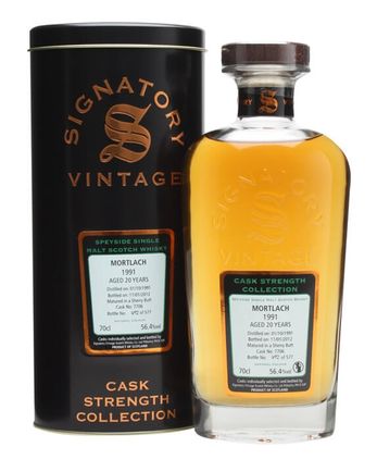 Mortlach 1991 20 年 Sherry Butt #7706 Signatory Cask Strength Collection