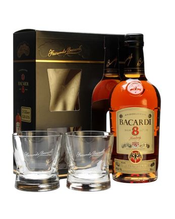 Bacardi 8 年 and 2 Glass Pack